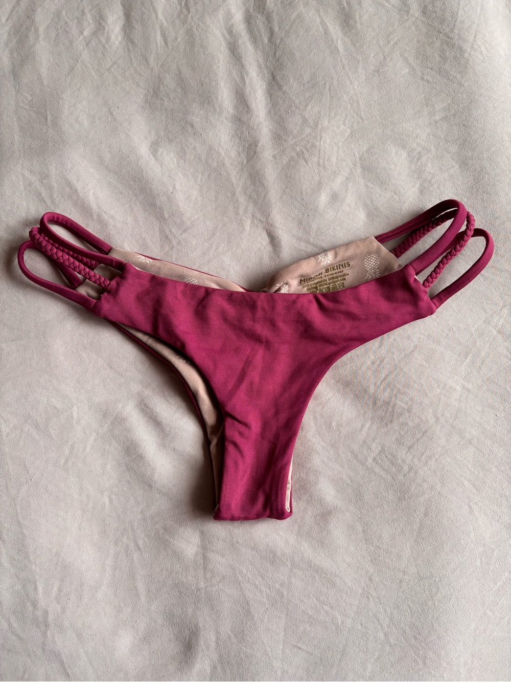 Midori Bikinis Ruched Magenta Bikini Bottom